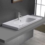 CeraStyle 031400-U/D Drop In Sink With Counter Space, Modern, Rectangular